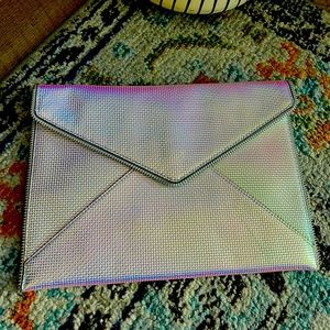 Iridescent Rebecca Minkoff envelop clutch